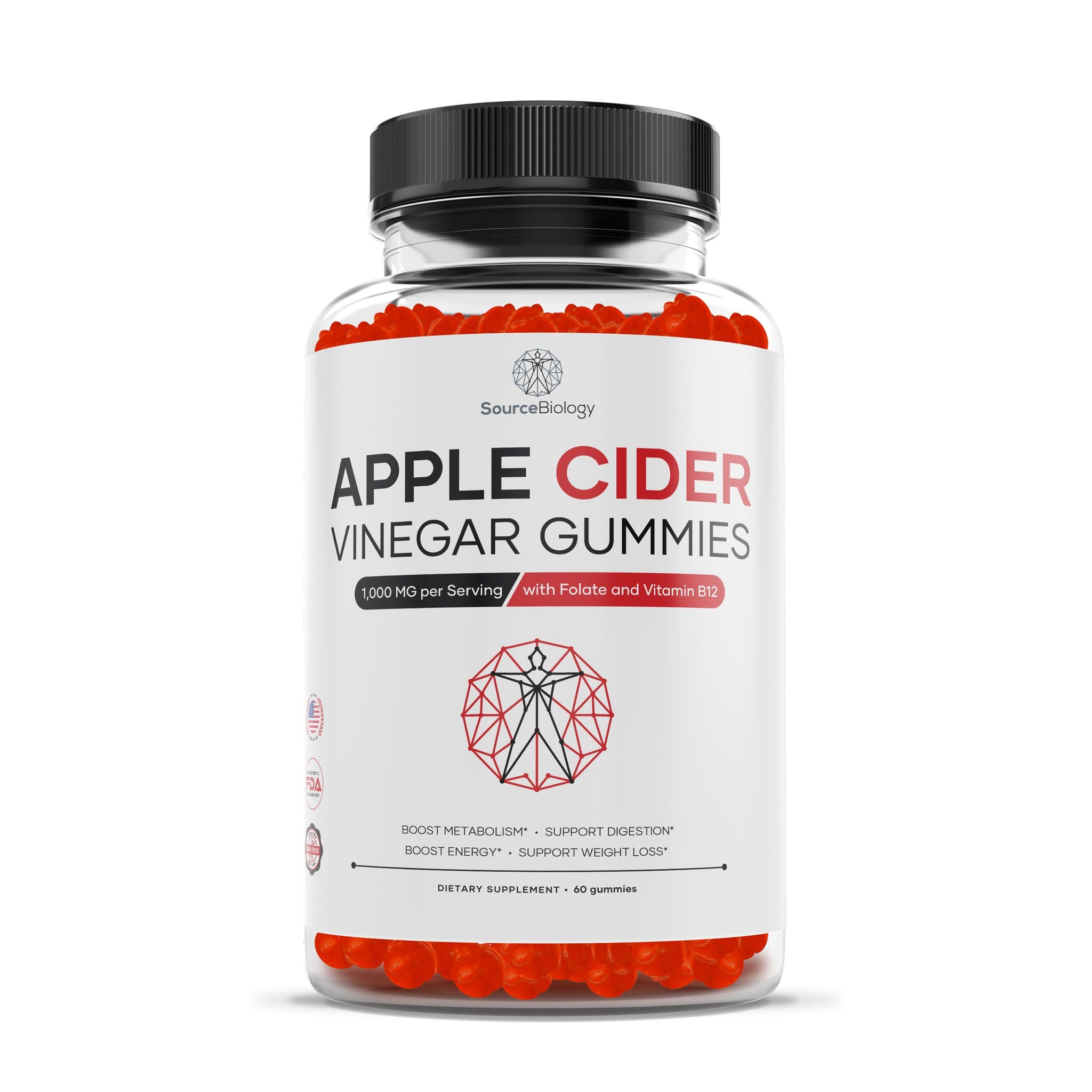 Apple Cider Vinegar Gummies 1000 MG with Folate and Vitamin B12