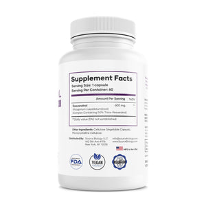 Resveratrol 600 Mg - High Potency Antioxidant Formula 60 Capsules