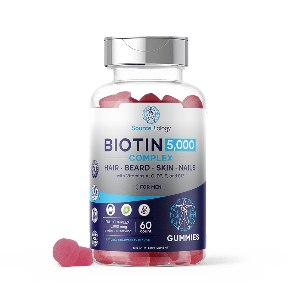 Biotin 5000 MCG for Men Hair Beard Skin Nails Gummies
